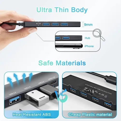 Hub Usb 3.0 Con Alimentación De 5 Puertos, Extensor Usb Divi
