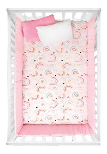 Cobertor Ligero Bebé Cunero Arcoíris Microfibra Chiqui Mundo Color Rosa