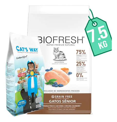 Alimento Biofresh Gato Senior Pollo 7,5 Kg + Obsequio 