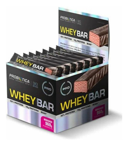 Whey Bar Morango Em Display De 960g 24 Un