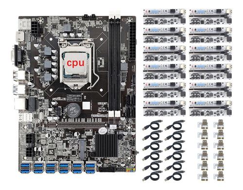 Placa Base Minera B75 De 12 Gpu+cpu+tarjeta Max Riser 12x Ve