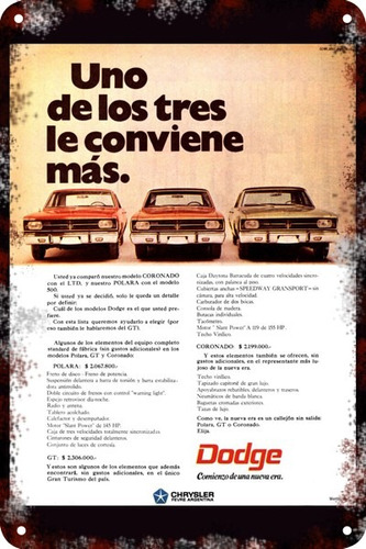 Carteles Antiguos De Chapa Gruesa 60x40cm Dodge Au-206