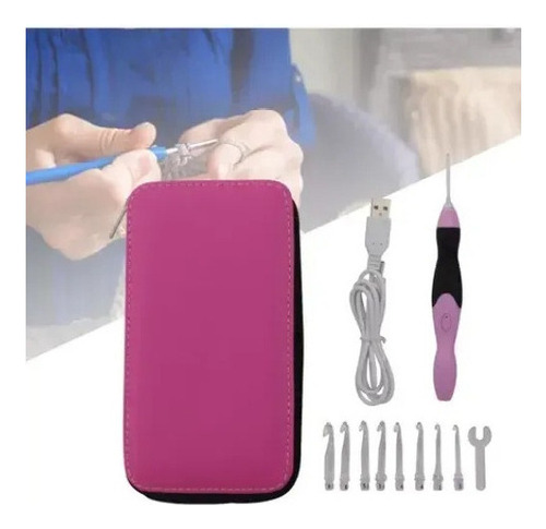 Ganchos De Ganchillo Con Luz Led 9 En 1 Usb Recargable Diy