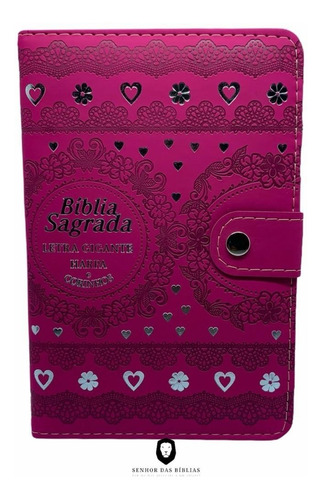 Bíblia Feminina Tipo Carteira Gigante Com Harpa - Pink
