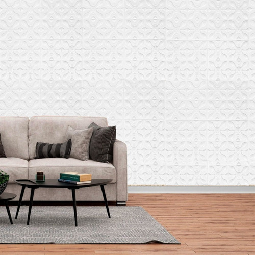 Placa Autoadhesiva 3d Revestimiento Decorativo Pared Interior Panel Vinílico Pack X5 M2 - Sheshu Color Blanco