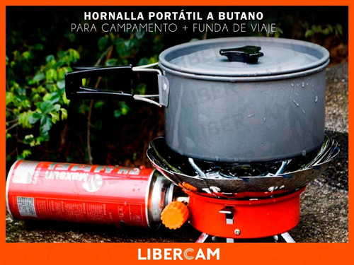 Anafe Cocina Camping Libercam ADC-700 Pesca Excursion Portatil Plegable Gas Butano + Funda de Viaje