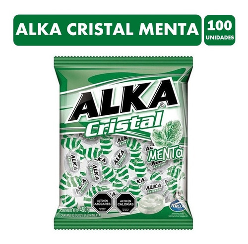 Alka Verde Cristal - Caramelos Sabor Menta (bolsa Con 100un)