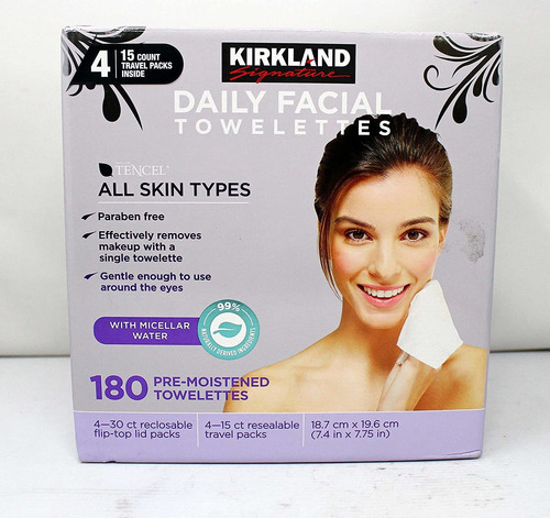 Kirkland Signature Toallas Faciales Diarias, 4.53 Libras (18