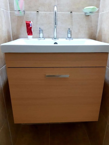 Imagen 6 de 7 de Vanitory Roble Colgar 54 Cm Bacha Loza