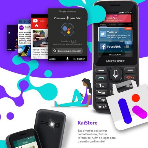 Celular Para Idosos Com Rede 3g Whatsapp Youtube Facebook