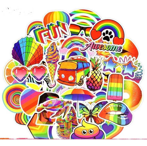 Pride Lgbt 50 Calcomanias Stickers De Pvc Vs Agua Arcoiris