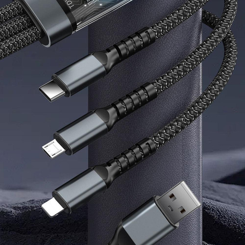 Microcargador Usb A Tipo C De Carga Rápida 3 En 1 De 100 W,