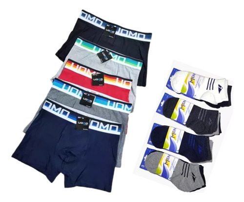 Boxer Uomo Lisos Pack X 6 Uds + 3 Pares De Soquetes