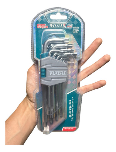 Set De 9 Llaves Torx Largas Total Industrial Color Plateado