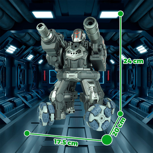 Robot Juguete Control Remoto Batalla Rociador Bola Hidrogel Color Plata Ele-Gate JUG.JC09