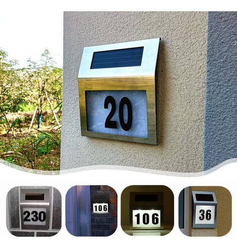 Letrero Solar Con Número De Casa En Forma De U, Con Números