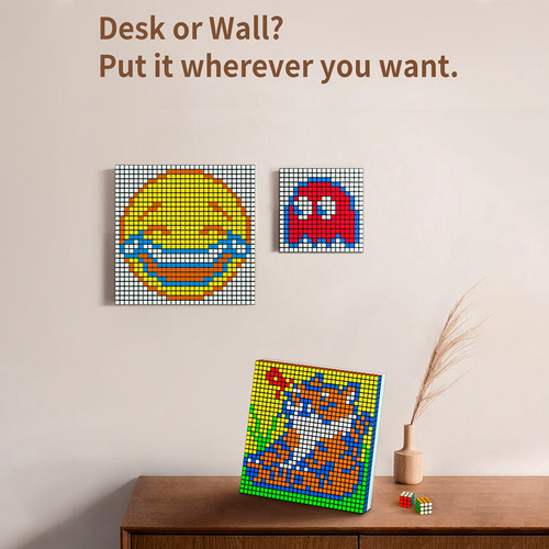 Gan Mosaic 10x10 Mini Cubos 3x3 Soporte Pixelart Decorativo Placa Marco Exhibición 100 Cubos Miniatura Educativos Decoración Hogar Sala Cuarto Gamer Pared Adorno De Mesa Escritorio