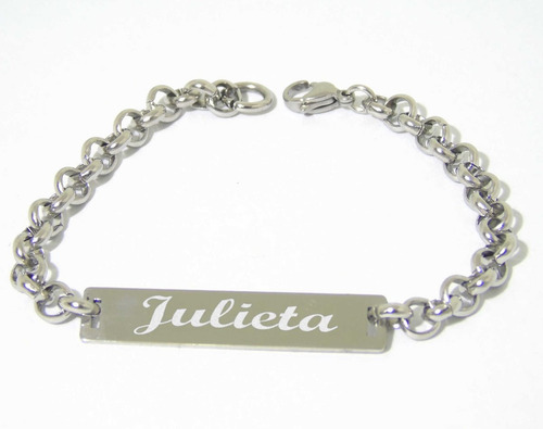 Imagen 6 de 10 de Pulsera Acero Quirurgico Personalizada Identidad 2 Unidades