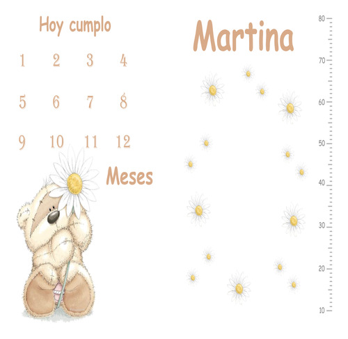 Lona Manta De Crecimiento Bebe Semana Mes Año Lavable Oso 2