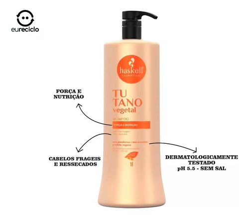 Kit Haskell Shampoos 1 Litro - Tutano, Mandioca E Quina Rosa