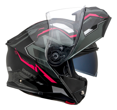 Capacete Robocop Moto Bieffe B-dynamic Attractie Rosa Brilho