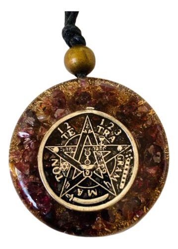 Tetragramaton Collar Orgon Con Granate Ajustable Largo