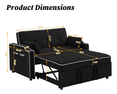 Sofá Cama Multifuncional De Terciopelo 3 En 1, Cama Extraíbl