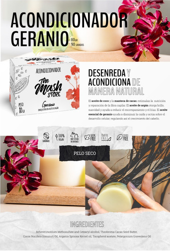 Imagen 2 de 10 de Acondicionador Sólido De Geranio Para Todo Tipo De Pelo