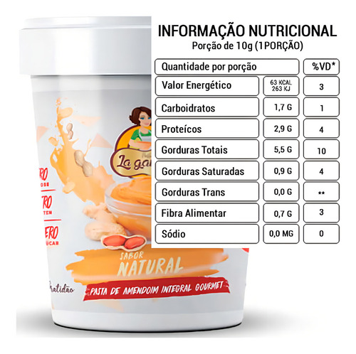 Pasta De Amendoim Integral La Ganexa Gourmet Natural 450g