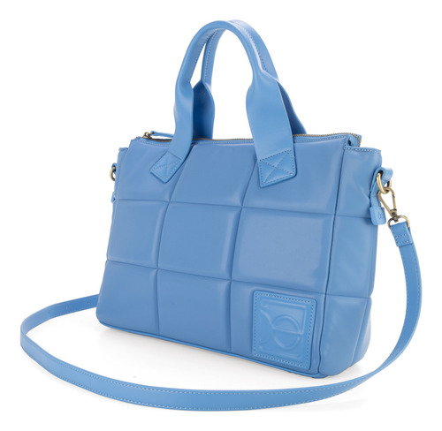 Bolsa Tote Cloe Para Mujer Diseño Acolchado Con Parche Color Azul