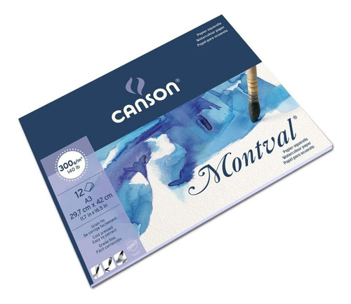 Block Papel Acuarela Canson Grano Nube Montval 29.7x42cm 12h