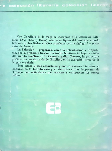 Egloga 1 Y Selección De Sonetos Vega Colihue Usado # (Usado)
