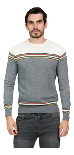 Sweater Pullover Rayado Algodón Moda Hombre Mistral 40051-11