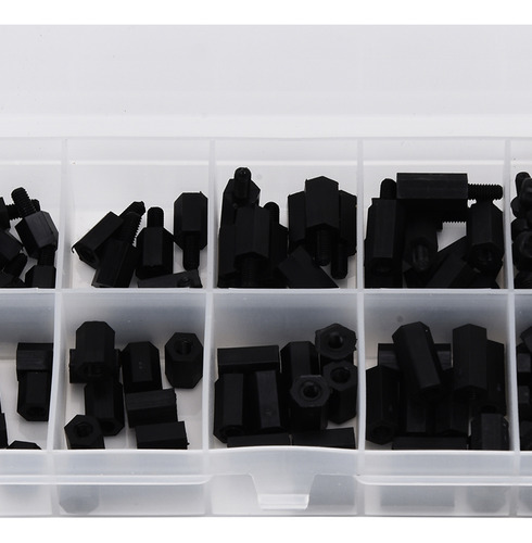 Kit De 180 Tuercas De Nailon Negro M3 Hexagonales De Una Sol