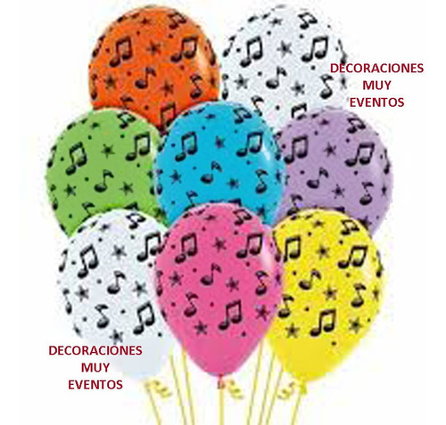 Pack De 10 Globos Notas Musicales, Musica, Musicos 12 Pulgad