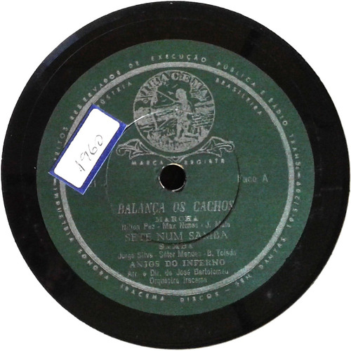 78 Rpm Duplo Anjos Do Inferno 1960 Selo Iracema 021