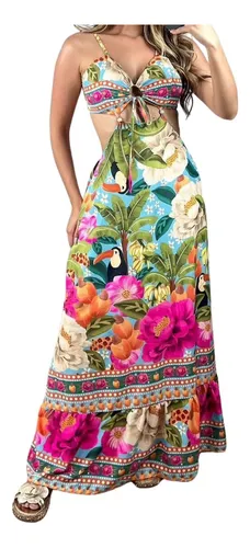 Mercado livre vestido store longo estampado