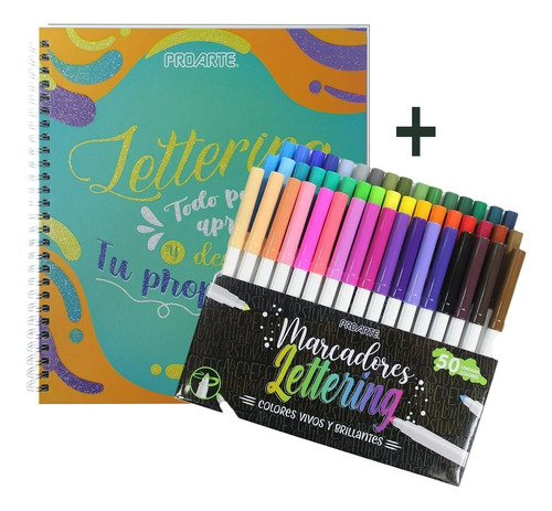 Imagen 1 de 9 de Set Lettering (libro + 50 Marcadores Para Lettering)