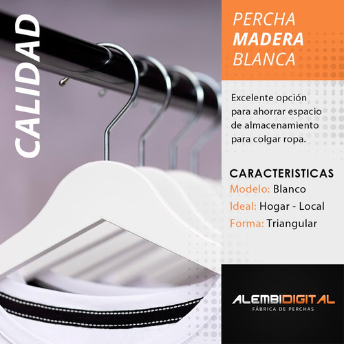 Perchas De Madera Lustrada X 10 Premium