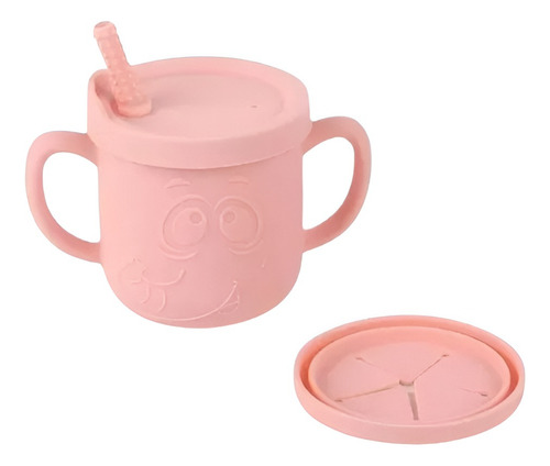 Vaso 250ml Silicona Bombilla Con Asa Bebé + Tapa Snack