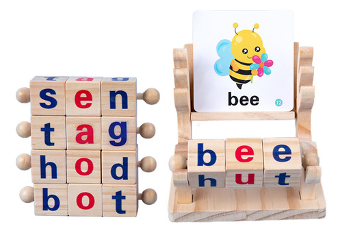 Bloques De Lectura De Madera De Alphabet Learning Toys Para