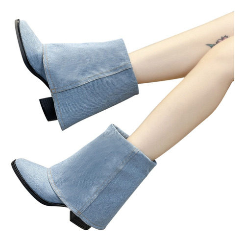 Nuevo Botas De Mezclilla P Trouser Tube For Mujer, Tacones