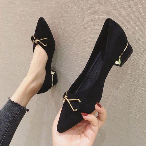 Zapatos De Noche De Tacón Grueso Con Punta Puntiaguda Para M