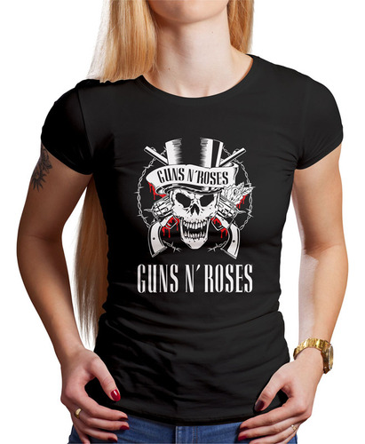 Polo Dama Guns N Roses Calavera Skull (d0425 Boleto.store)