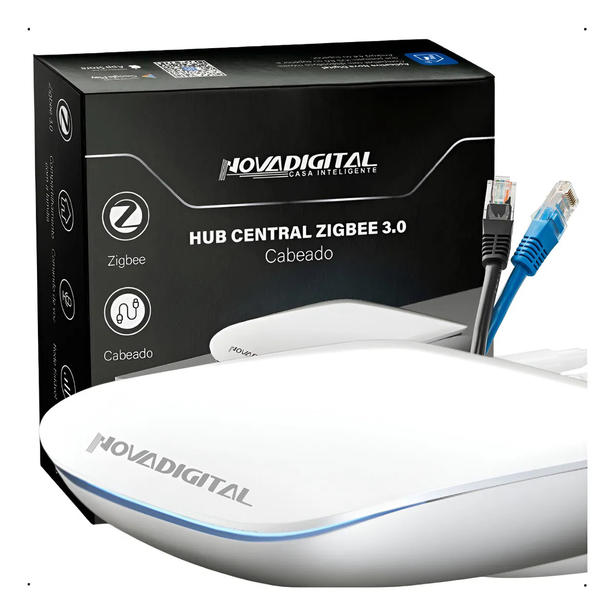 Hub Zigbee Cabeado Novadigital HNZ-CB 3 Rj45 Cabo De Rede Tuya Alexa