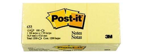 Post It Notas Autodhesivas 34,9x47,6mm - 12 Tacos X100 Hojas