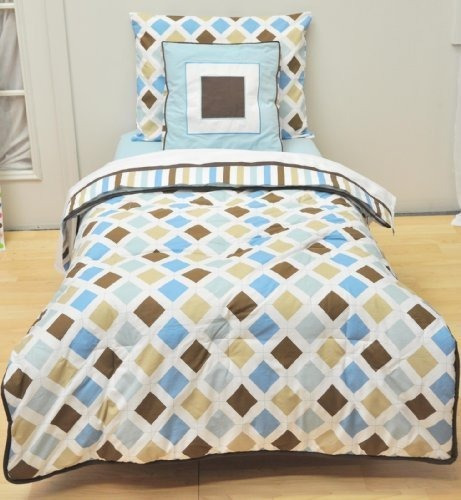 Bacati Mod Dia /stripes Aqua Y Chocolate 4pc Juego De Cama