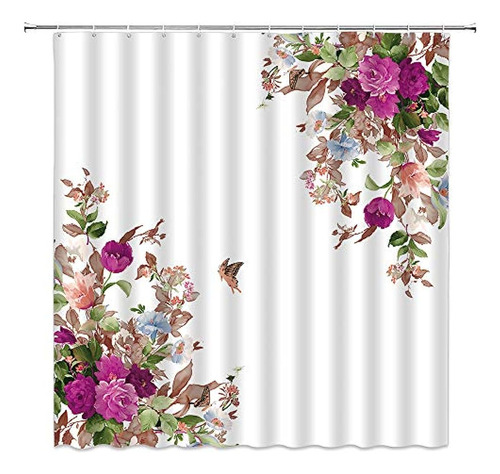 Cortinas De Baño Cortina De Ducha Con Flores Brillantes