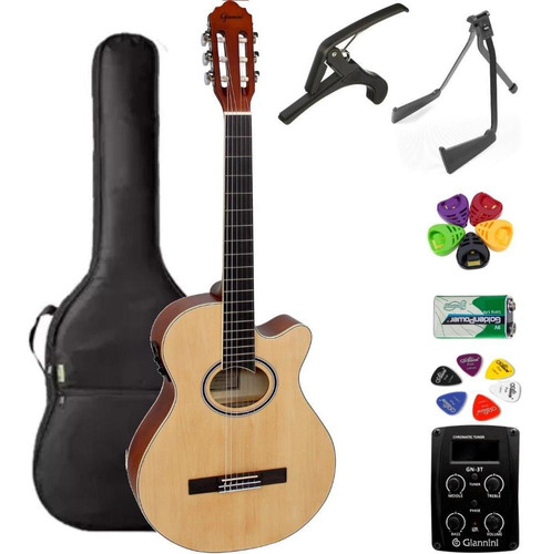 Violão Giannini M-jumbo Nylon Gnf1d Natural Fosco + Kit6i