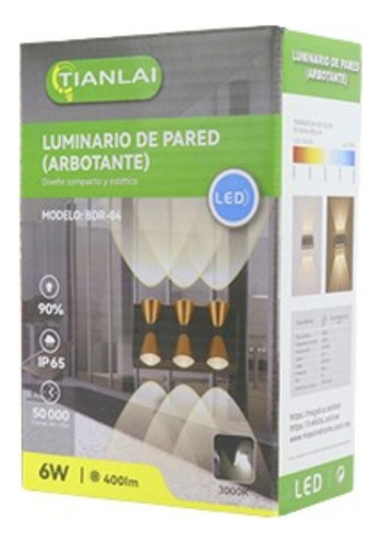 4 Lamparas Led Arbotante De Pared Luz Calida 6w 400lm